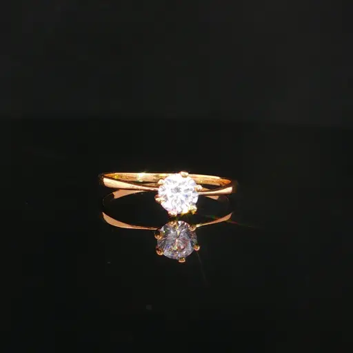 [CM589] ANILLO SOLITARIO 6 UÑAS ORO AMARILLO