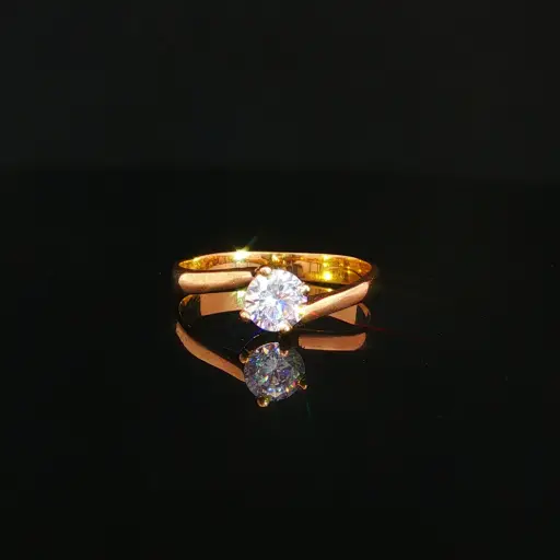 [CM605] ANILLO SOLITARIO CRUZADO ORO AMARILLO