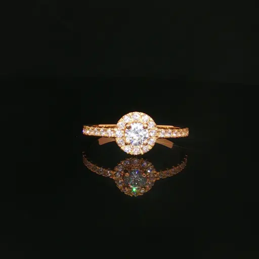 [CM617] ANILLO SOLITARIO HALO CASTING ORO AMARILLO